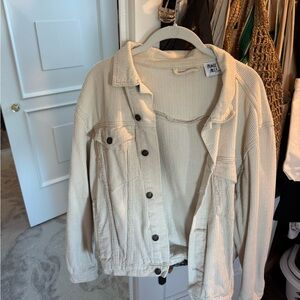 Princess Polly Cream Corduroy Jean Jacket